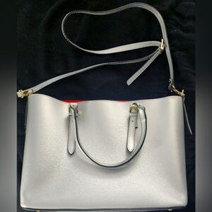 Silver leather tote